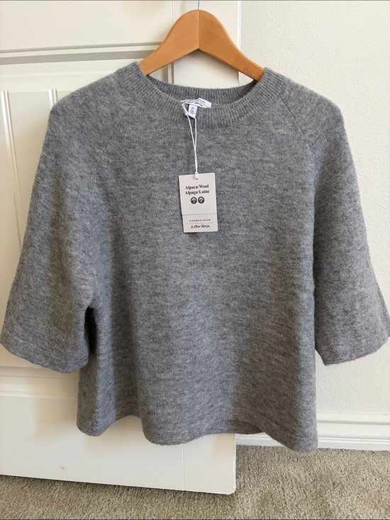 & Other Stories Tops - NWT &Other Stories Gray Alpaca-Wool Short-Sleeve Crewneck Sweater